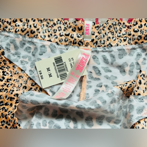 ‼️SOLD‼️NWT VS PINK underwear cotton & lace Thong Tanga cheeky leopard panty M - Picture 3 of 3